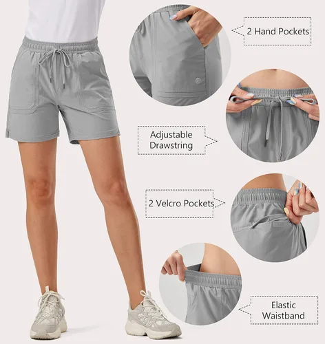 Vista 2 de G Gradual Women's 5" Hiking Cargo Shorts Quick Dry Athletic Shorts for Women with Pockets for Golf Workout Walking