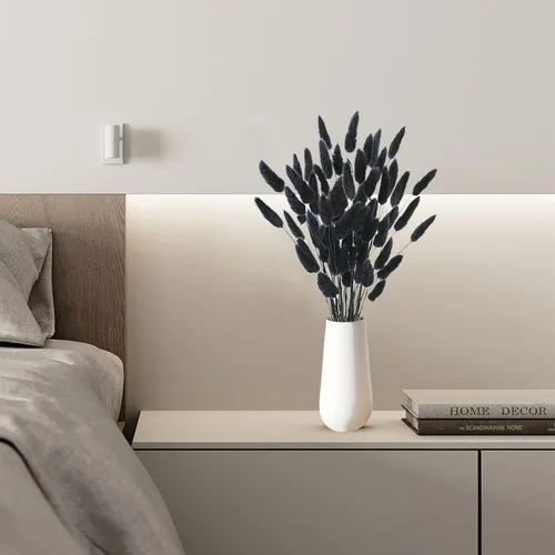 Vista 3 de 60 piezas de flores secas de cola de conejo, arreglo floral natural seco, ramo de decoración de hierba seca, flores eternas secas para el hogar