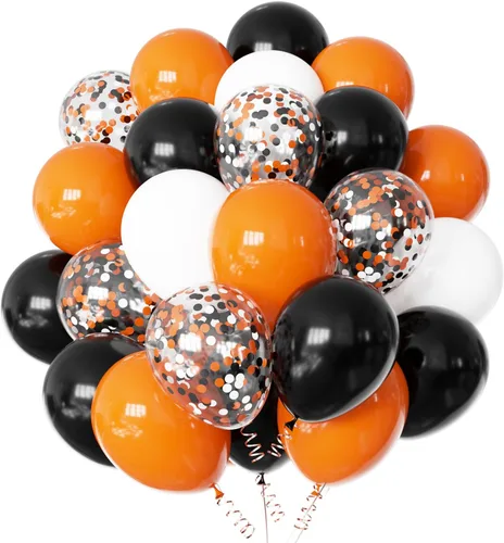 Vista 8 de 60 globos de 12 pulgadas, decoraciones de Halloween, globos de látex, juguetes inflables, globos, negro, naranja, verde