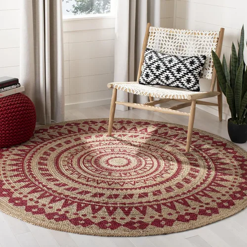 Vista 6 de SAFAVIEH Colección Natural Fiber - Alfombra de área redonda de 3 pies, color negro y natural, hecha a mano con mandala boho de yute trenzado, ideal