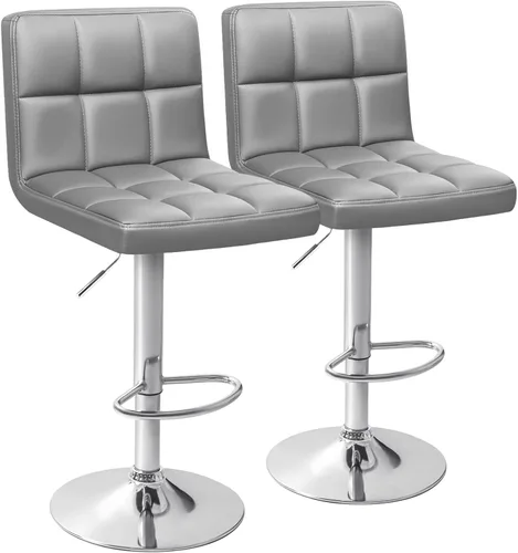 Vista 14 de Homall - Taburetes de bar de cuero sintético, con altura ajustable, giratorios, hidráulicos sin brazos, taburete de bar y cocina cuadrado de altura