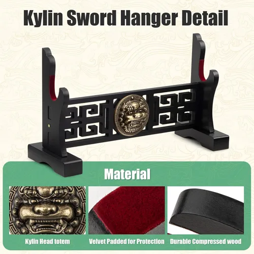 Vista 3 de Kylin - Soporte acolchado de 1 nivel para espada, soporte de exhibición para Tanto Rapier, sable de luz, samurái, cosplay, hoja Tanjirou, Demon
