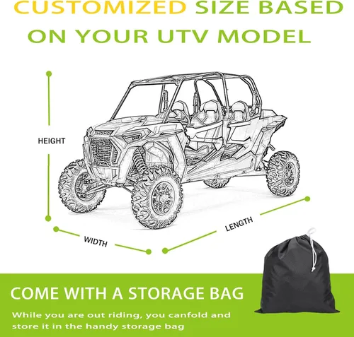 Vista 2 de UTV Cover for CFMoto UForce LTD 1990-2025, All Weather Outdoor UTV Storage Cover with Windproof Buckles & Elastic Hem, Water Resistant for Side by