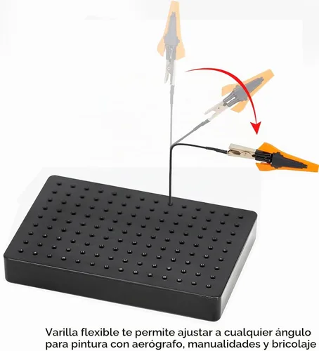 Vista 3 de Soporte de base de pintura de modelo y 10 palos de clip de cocodrilo flexibles con clips de lager, soporte de modelo en miniatura para pintura