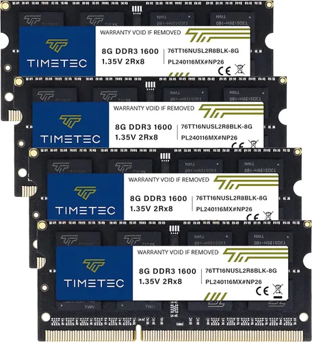 Vista 18 de Timetec 4GB DDR3L / DDR3 1600MHz PC3L-12800 / PC3-12800 Sin ECC Sin Búfer 1.35V / 1.5V CL11 2Rx8 Rango Dual 204 Pines SODIMM Portátil Notebook PC