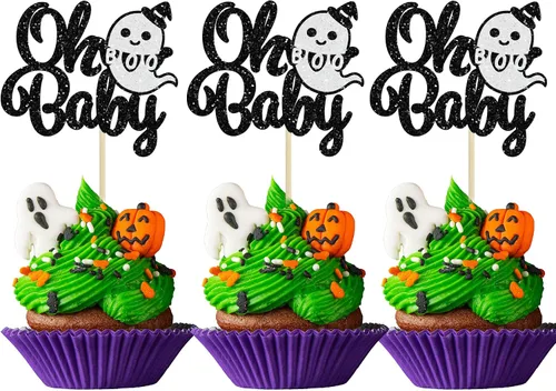 Vista 19 de Gyufise 24 piezas de decoración de cupcakes de película de terror con purpurina para teléfono con purpurina para teléfono sin que cuelgues asesino