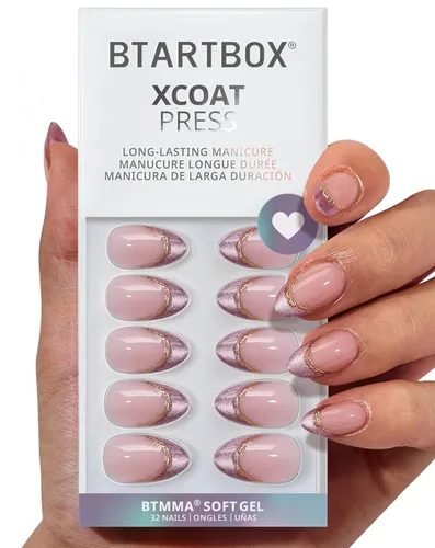 Vista 27 de BTArtbox - Uñas a presión, color crema de vainilla, cuadrado corto, melocotón degradado, 32 unidades 2+ Weeks Wear, Salon-Quality Natural Nails