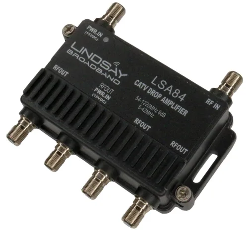 Vista 2 de Cable de 4 puertos TV/Antena/HDTV/Internet Amplificador/Amplificador/Divisor de Señal Digital con Retorno Pasivo, Terminadores F59 (Lindsay LSA84)