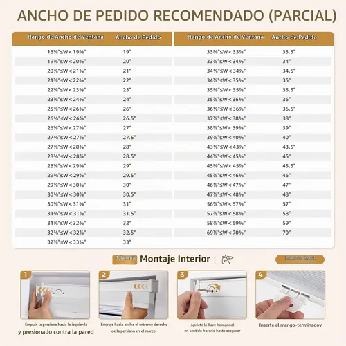 Vista 3 de Grandekor Persianas celulares inalámbricas sin taladro, opacas, persianas de panal para ventanas interiores, protección UV, privacidad, sin taladro