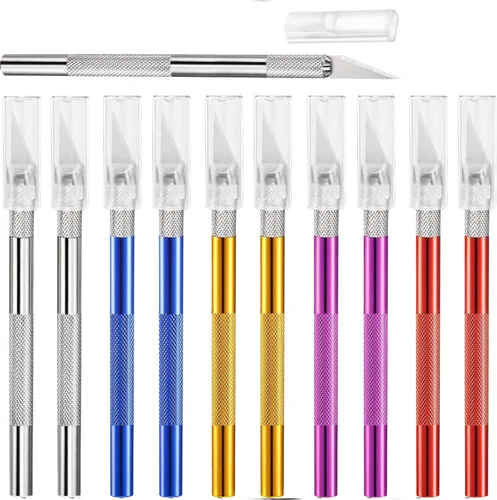 Vista 11 de Juego de 15 cuchillos Exacto, cuchillos para pasatiempos, suministros de regreso a clases, kit de cuchillos para manualidades, manualidades, álbumes