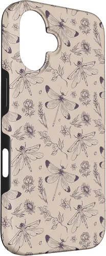 Vista 3 de Vintage Dragonfly Tan Sand Beige Wildflower Floral Flower Case for iPhone 16