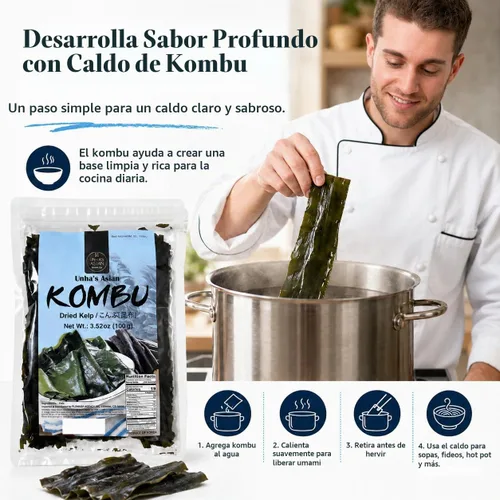 Vista 8 de Unha's Korean Wild Kombu - Kelp seco para Dashi, 3.52 onzas Korean wild kombu dried kelp, 3.52 oz, dashi broth and soup stock seaweed for miso