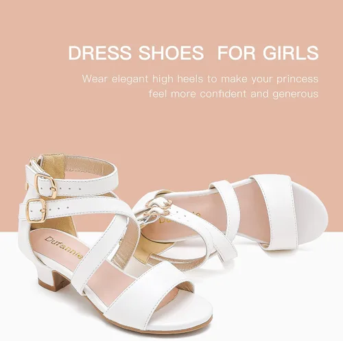 Vista 3 de Dufannie Zapatos de vestir con purpurina para niñas y niños pequeños y grandes, zapatos de vestir con flores
