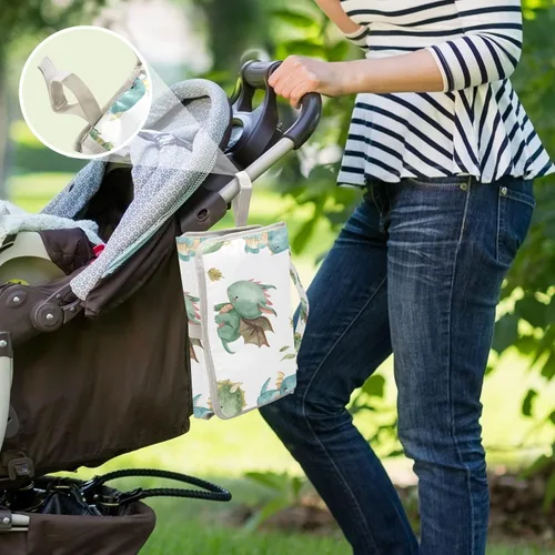 Vista 6 de Kigai Cambiador de pañales portátil con diseño de dragón lindo para bebé, impermeable y plegable, para baby shower, niñas y niños recién nacidos