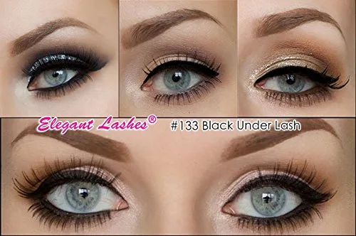 Vista 4 de Elegant Lashes # 133 Negro 100% cabello humano falso debajo de las pestañas para pestañas inferiores/inferiores