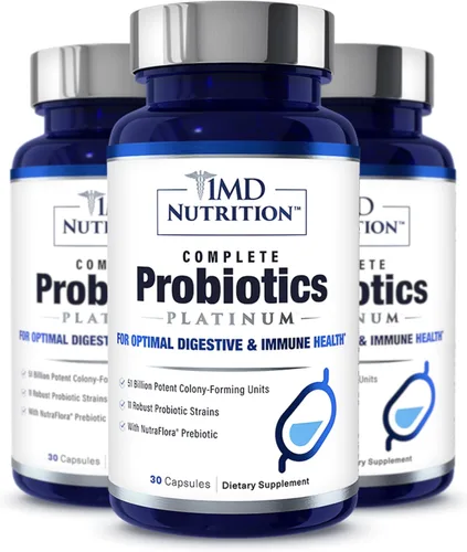 Vista 10 de 1MD Nutrition Probióticos completos Platino, con prebióticos y probióticos para la salud digestiva, suplemento probiótico para mujeres y hombres