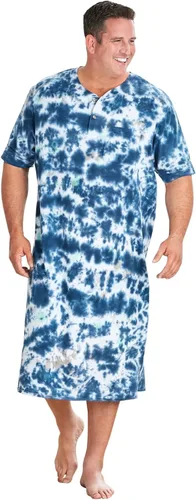 Vista 17 de KingSize Camisón Henley de manga corta para hombre grande y alto Gris Caliente Carbón