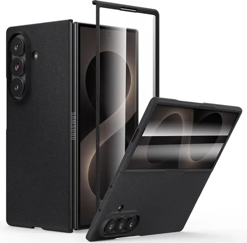 Vista 25 de Funda delgada para Galaxy Z Fold 5, [película de pantalla frontal dura transparente incorporada + parte trasera de policarbonato duro]