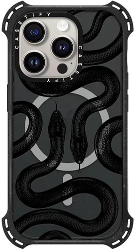 Vista 2 de CASETiFY - Funda para iPhone 15 Pro, compatible con MagSafe A prueba de golpes 21.3 pies 6x protección contra caídas de grado militar Black