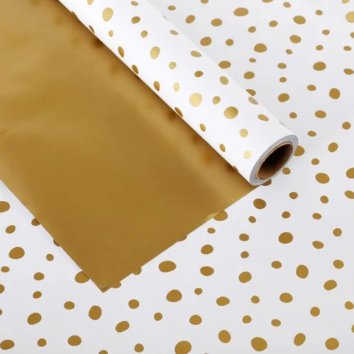 Vista 9 de Miss DuiDui Rollo de papel de regalo de puntos, 17 x 315 pulgadas, papel de regalo con diseño de puntos de aluminio coloridos para fiestas