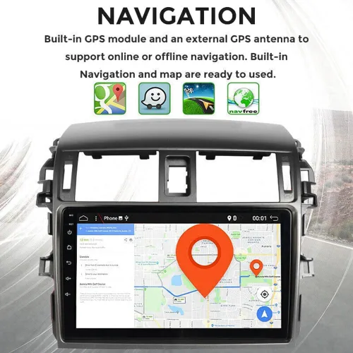 Vista 6 de Radio de coche para Toyota Corolla 2009-2013 9 pulgadas IPS pantalla táctil estéreo de coche con Carplay inalámbrico/Android Auto, Bluetooth