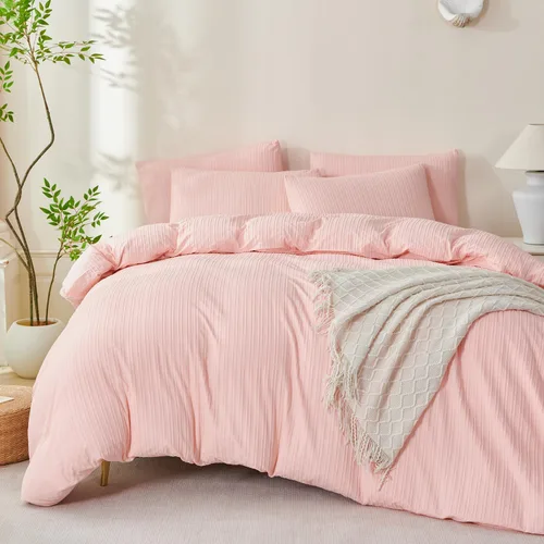 Vista 46 de Juego de edredón marrón Queen suave de lujo de microfibra lavada de 3 piezas, edredón con patrón de cuadrícula blanco y marrón con 2 fundas