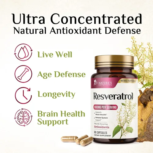 Vista 7 de Suplemento de resveratrol – 1800 mg por porción mezcla de resveratrol extra fuerte – Mezcla antioxidante para un envejecimiento saludable, salud