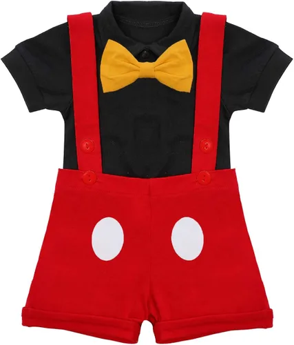 Vista 3 de IBTOM CASTLE Gentleman - Conjunto formal de primer cumpleaños con orejas de ratón para bebés y niños, para Halloween