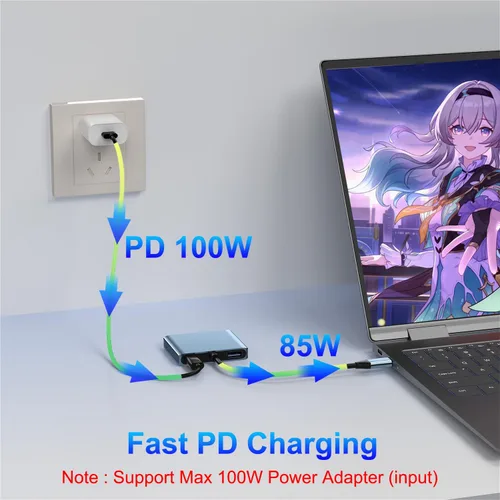 Vista 4 de Divisor DisplayPort para monitores duales, adaptador divisor USB C a Dual DisplayPort de 4K a 60Hz para pantalla extendida con 2 puertos