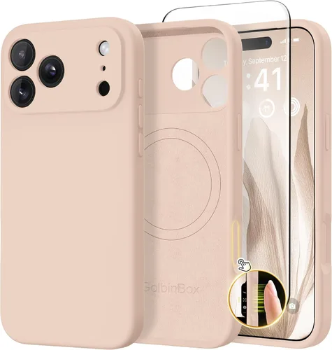 Vista 148 de GolbinBox Funda magnética para iPhone 17, compatible con MagSafe, cubierta de silicona integrada para control de cámara, funda de silicona líquida a