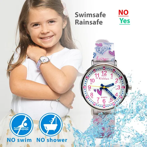 Vista 3 de Kiddus Educational Kids Watch for Children Boy and Girl. Analogue Time Teacher Wristwatch with Exercises. Japanese Quartz Movement. Easy to Read and