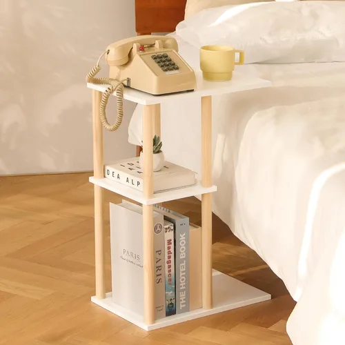Vista 11 de AWASEN Mesa auxiliar negra, mesa auxiliar triangular pequeña para sala de estar, mesa de acento moderna con tablero único, mesa de noche mini para C