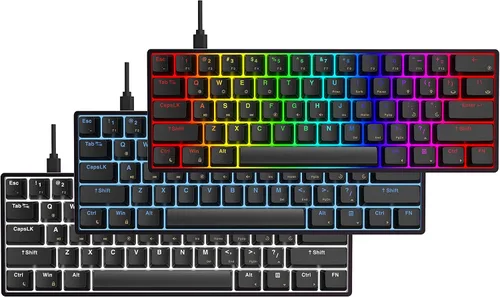 Vista 6 de AEON - Teclado para juegos AC61M RGB para juegos funda de aluminio de 61 teclas dos puertos USB-C tecla PBT intercambiable en caliente programable