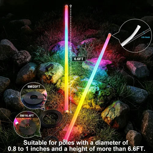 Vista 4 de AILBTON Tira de luces de neón, cuerda de luces LED flexible con control remoto y aplicación, múltiples modos de sincronización de música, luces LED