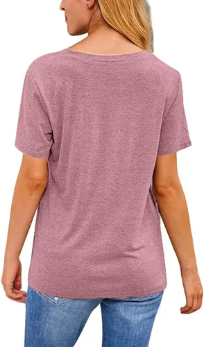 Vista 3 de MOUSYA Camiseta de manga corta con texto en inglés "I Run A Girl Gang" para mujer, camiseta casual de verano para mamá