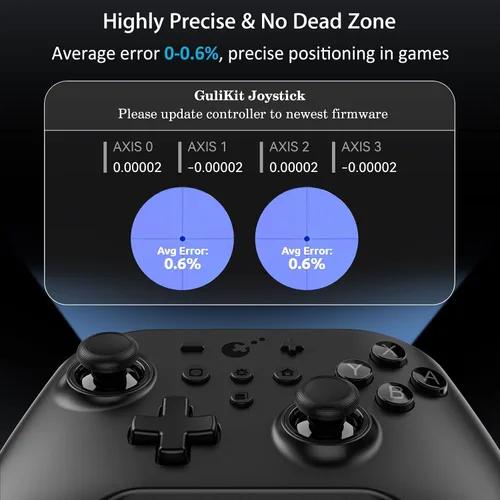 Vista 4 de GuliKit(No Stick Drift KingKong 2 Wireless Controller Compatible with Nintendo Switch, Bluetooth Controller with Hall Effect Sense Joystick, No