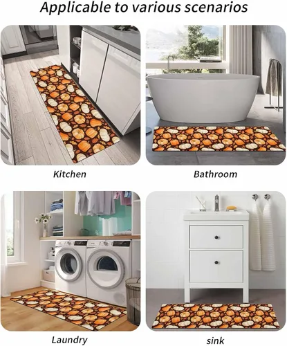 Vista 5 de Fall Pumpkins Bath Mat for Tub,Non Slip Bathroom Floor Runner Rug Quick Dry & Absorbent Diatomaceous Earth Shower Sink Kitchen Doormat,Thanksgiving