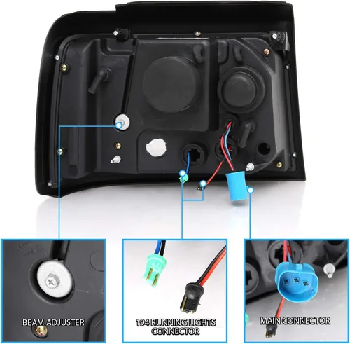 Vista 5 de AmeriLite - Conjunto de faros delanteros de proyector LED con barra de halo para Ford F-150/F250/F350/Bronco - Lado derecho del pasajero y lado