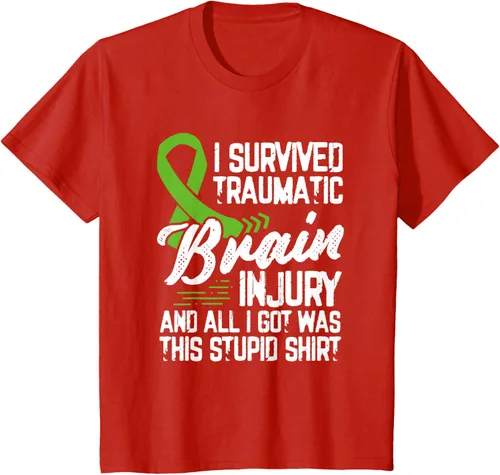 Vista 3 de Camiseta traumática con cinta verde para concienciación de lesiones cerebrales traumáticas I survived TBI, Negro, S