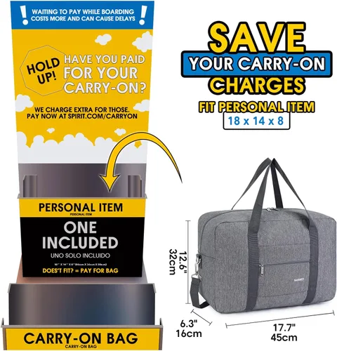 Vista 2 de For Spirit Airlines - Bolsa de viaje plegable para llevar en el equipaje de mano para deportes de fin de semana durante la noche para mujeres