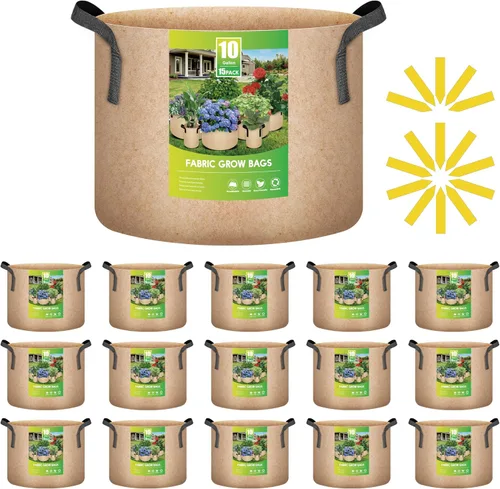 Vista 7 de iPower Paquete de 24 bolsas de cultivo de aireación gruesa de 7 galones, macetas de tela no tejida con asas de correa, contenedor para jardinería