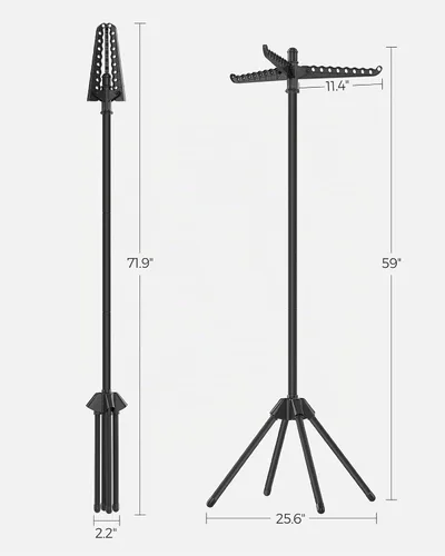 Vista 7 de SONGMICS Tendedero de secado de ropa, 61.6 pulgadas, 3 brazos giratorios Negro