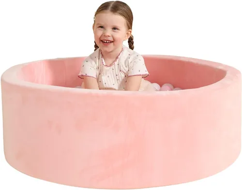 Vista 10 de TRENDBOX Piscina de pelotas de espuma para niños pequeños, 35x11 pulgadas, piscina de bolas suave para bebés con cubierta de terciopelo lavable