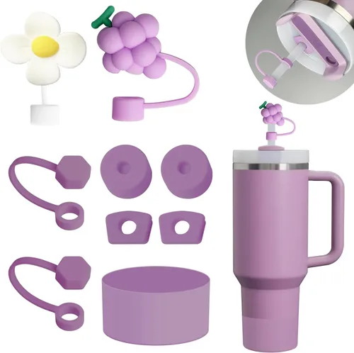 Vista 10 de Cubiertas de pajita Yo-da para pajitas de 7-8mm - 8 piezas, tapas de punta compatibles con vasos Stanley de 40 OZ 30 OZ, tapa superior de silicona