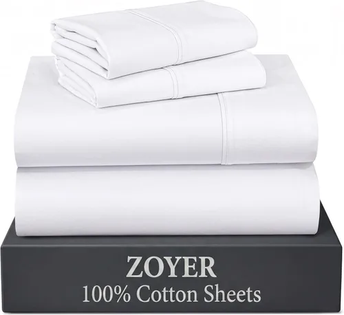 Vista 30 de ZOYER Sábanas de 100 % algodón percal tamaño individual, refrescantes y transpirables, duraderas, con una sensación nítida, suave y cómoda, bolsillo
