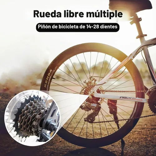 Vista 4 de 7-Speed Freewheel MF-TZ500-7 14-28T/14-34T for Bike Screw-on type for threaded hubs. Smooth shifting for MTB, commuter, folding, and touring