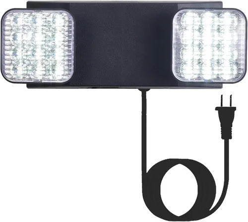 Vista 12 de GZRUIYANG Luces de emergencia con batería de respaldo, accesorios de iluminación de emergencia comerciales LED de dos cabezales ajustables Negro