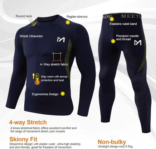 Vista 2 de MEETYOO mens Thermal Underwear for Men,men's Base Layer,2 Sets Long Johns Lined With Hunting GearBase Layer Set