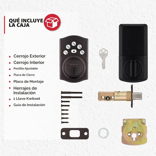 Vista 8 de Kwikset Powerbolt 240 - Cerradura de pestillo electrónica tradicional para puerta con teclado de 5 botones, color negro mate, con cómoda entrada sin
