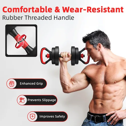 Vista 4 de Fitvids Juego de mancuernas ajustables, juego de pesas rusas de 40/60 libras, multifuncional, portátil, intercambiable, para el hogar, varios estilos